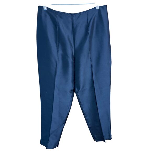 Talbots Pants - Talbots Pure Silk Black Ankle Pants Size 14 High Rise Satin Dress Trousers